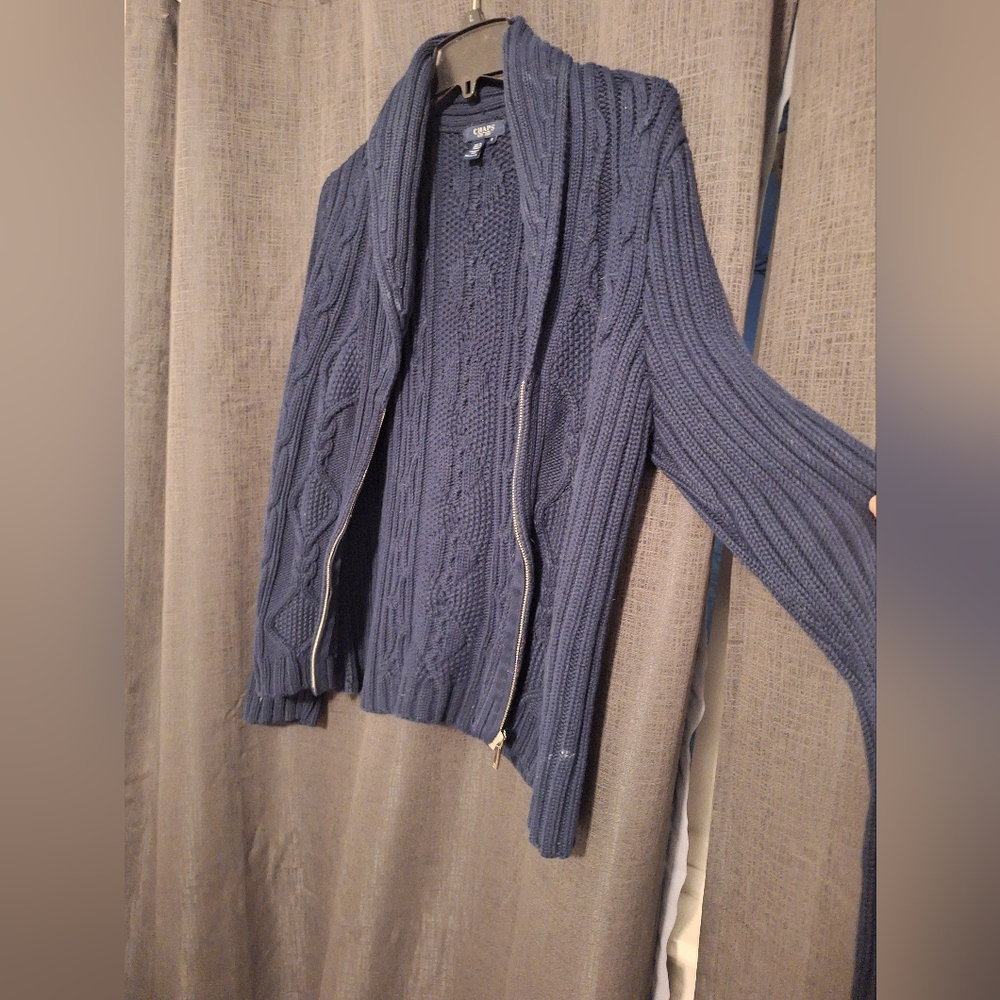 Chaps Navy Blue Cable Knit Cardigan (S)